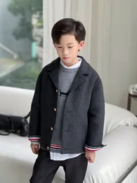 High quality Cashmere coat Autumn winter Kids Boy Jackets Turn-down Collar clothes children's Outwear Overcoat
