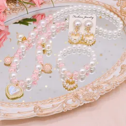 Naszyjniki wisiorek twórczy 3pcs /set miłość motyl naszyjnik bransoletka kolczyka dla dzieci biżuteria księżniczka do dziewczyny