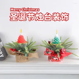 Candle Holders Christmas Candlestick 2023 Red Fruit Home Decoration Pine Tree Atmosphere Candles Holder