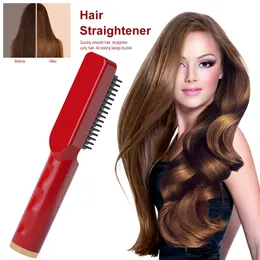 ヘアストレートナー2 in 1ヘアストレートナーカーラープロフェッショナルクイック加熱電気櫛髪の髪のケアヘアスタイルブラシ230912