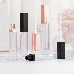 5 ml läppar glansbehållare flaska tom fyrkantig läppglans rör makeup läppolja container plaströr svart ros guld vuiom