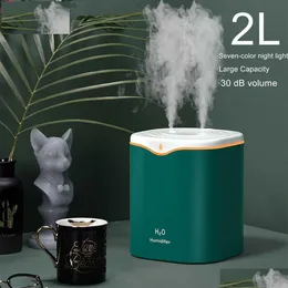 Humidifiers Air Humidifier Double Nozzle 2L Diffuser Usb Aroma With Colof Led Light Trasonic Aromatherapy Drop Delivery Home Garden Ap Dhoa9