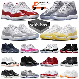 with box cherry 11s Basketball Shoes jumpman 11 Cool Grey Cement Grey Midnight Navy Cap and Gown Jubilee mens trainers women sneakers sports outdoor shoe