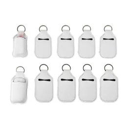 Party Favor Sublimation Blanks Refillable Neoprene Hand Sanitizer Holder Er Chapstick Holders With Keychain For 30Ml Cap Containers Ot9Pc