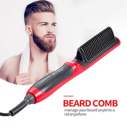 Hair Straighteners 3 In 1 Beard Hair Straightening Brush Heated Comb Men Beard Multifunctional Straightener Ceramic Heat Comb Quick Hair Styler 230912