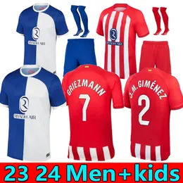 S-4XL Fans Atletico Madrids Soccer Jerseys Griezmann 23 24 120th Anniversary 2023 2024 M.Llorente Koke Saul Lemar Football Shirt Men Kids kit theorms xxxl