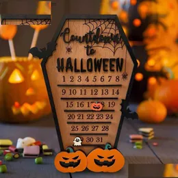 Calendar Wholesale Halloween Countdown Diy Mobile Wood Home Decoration Holiday Wall Hanging Removable Drop Delivery Office School Busi Dhp3E