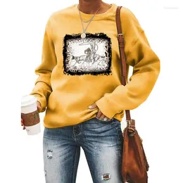 Kvinnors hoodies plus storlek Retro häst ridning kvinnor tryckta tröjor långärmad tröjor toppar avslappnade harajuku moletom feminino 2023