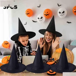 Party Hats 1/3 Halloween Floating Decoration Black Witch Hat With Transparent Rope Used For Clothing Accessories Drop Delivery Home Ga Dhdra