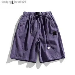 Shorts feminino Stone 23ss novo europeu e americano streetwear shorts casuais lavados algodão ins bolso calças de trabalho calças de cinco pontos shorts de trabalho masculino 38 shorts amarrados L2309