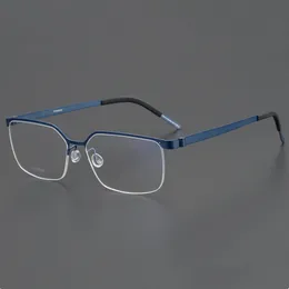 Moda ottica leggera montatura in titanio concisa ragazza uomo occhiali da lavoro mezza montatura multicolore senza viti occhiali a pressione zero 56-16 per custodia da prescrizione