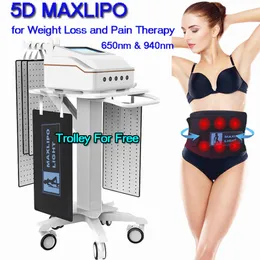 5D Maxlipo Lipolaser Cellulit Usuwanie maszyny Strata tłuszczu Kształt Kształt 650 nm 940nm podwójna długość fali LIPO LASER BÓL BÓL LASIOTOROPIENI