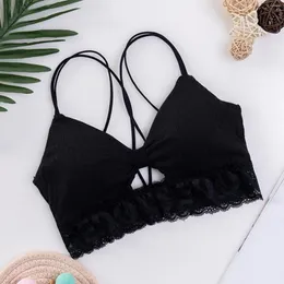 Cintos casuais sutiã de renda mulheres sexy esportes topos para fitness yoga feminino almofada esportiva colete tanque esporte push up bralette