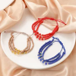 Länkarmband bohemiska handgjorda fröpärla vävda justerbara armband för kvinnor mode elegant tre lager fasetterade armbanden smycken