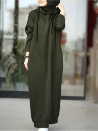 Urban Sexy sukienki muzułmańskie dres bluzy sukienki stylowe bluzy z kapturem długi rękaw Maxi żeńska super solidne hoodedos szatę s3xl 230911