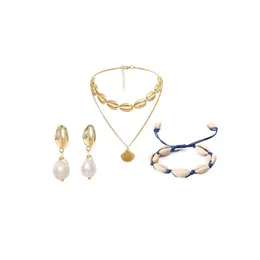 Armband Ohrringe Halskette Mode Sea Shell Seestern Imitation Perle Schmuck Set 3 Stück Damen Geburtstagsgeschenk Drop Lieferung Sets Dhvul