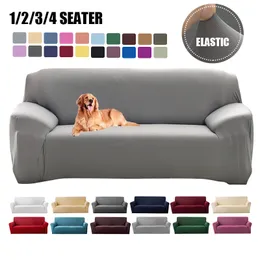 Stol täcker Elastic Plain Solid Sofa Cover Stretch Tight Wrap All-Inclusive SOFA Cover för vardagsrumsfunna soffa Couch Cover fåtölj täckning 230912