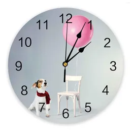 Wall Clocks Animal Puppy Scarf Chair Balloon Clock Home Decor Bedroom Silent Oclock Watch Digital Modern Design