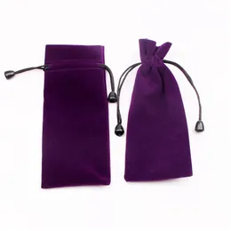 Torebki biżuterii torby 5pcs/działka Rec kształt Veet 7.5x18cm kosmetyczna szminka opakowanie fioletowe i czarne worka Dstring Dostawa Pakowanie DH9QM