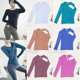 Lu Align Lu Yoga T-shirt da jogging Manica lunga Donna T-shirt sportive Stretch Bodybuilding Top Fitness Swiftly Tech Maglietta sportiva Swift Speed Slim Gym Fashion