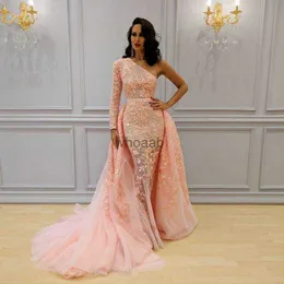 MagnificentsParkly Overskirt Mermaid Formal Evening Wear One Shoulder Long Sleeve Spets Evening Gowns Sweep Train Tulle paljett PROM DRESS HKD230912