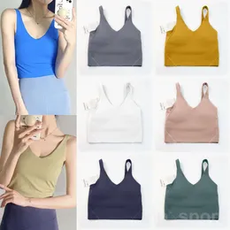 LU ALIGN LU YOGA Sport Bra Women Exercise with Patned Litness Top Push Up Chest Gym Tank Tops Wireless v-tech Running Yogas Vest Stef