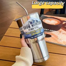 30oz Stainless Steel Tumblers with Lid Straw Freeze Thermos Water Bottles Keep Drink Cold Hot Vacuum Flasks Car Mugs Coffee Cups Hydroflask 0912
