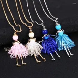 Collares colgantes Bohopan Diseño Muñeca Collar para Mujeres Elegante Vestido Azul Marino Colgantes de Aleación Joyería de Moda Niñas Regalos Accesorios