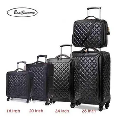 Beasumore Retro Pu Leather Rolling Luggage Sets Spinner Inch Women High Capacity Suitcase Wheels Men Cabin Trolley J220707212s
