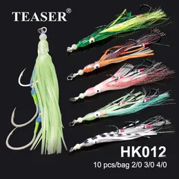 Fishing Hooks TEASER Inchiku Triple Jigging Hook Saltwater Octopus Squid Luminous Snapper Assist Jigs Soft Bait Tai Kabura Peche 230912