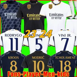 23 24 Bellingham 축구 유니폼 Vini Jr Camavinga Tchouameni Modric Rodrygo 축구 셔츠 플레이어 버전 Camiseta Men Kids 2023 2024 레알 마드리드