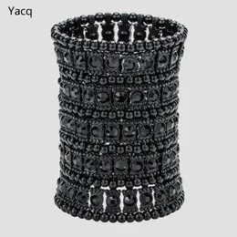 Bangle YACQ Multilayer Stretch Cuff Bracelet Women Crystal Wedding Bridal Fashion Jewelry Gifts for Her Wife B13 Wholesale Drop 230911
