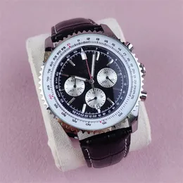 Designer Watch Mens Watch Luxury Quartz Holwatch Moda Navitimer Kronograf Safir Cam Moda Montre De Luxe Siyah Kahverengi Deri Kayış SB046