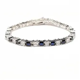 Tennis High Quality 4A Entire M Blue Spinel Bracelet Real Solid 925 Sterling Sier Classcial Jewelry 1Pc/Lot Drop Delivery Bra Dhgarden Dh1Hz