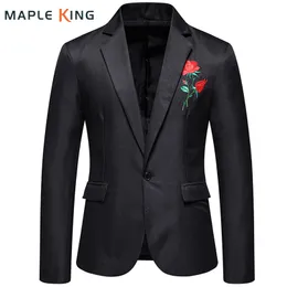 Męskie garnitury Blazers Men Blazer Casual Rose Hafdery Business Wedding Blazer Masculino Vintage Mens Chaqueta Fiesta Hombre Black Suit Kurty 2309912