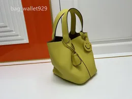 borsa classica del progettista del cestino Borsa da donna portatile Borsa a secchiello multicolore vera pelle oro rigido rosa verde borsa piccola da 18 cm grande capacità con chiusura a chiave