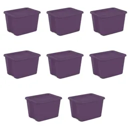 Пластиковая большая коробка Moda Purple емкостью 18 галлонов, набор из 8 шт.