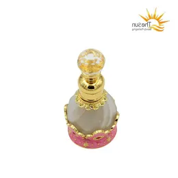 15ml Vintage Metal Perfume Bottle Empty Refillable Glass Bottles Hand Made Craft Gift Essential Oil Container Uekjp