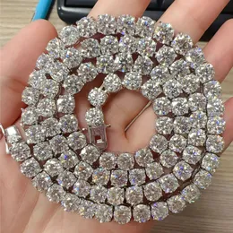 너비 6.5mm 18-24 인치 S925 스털링 실버 1ct Moissanite 테니스 체인 목걸이 7/8/9 인치 팔찌 링크 남성용 여성 좋은 선물