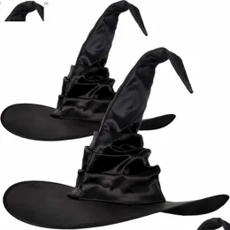 Chapéus de festa Halloween Bruxa Chapéu Preto Dobrável Mulheres Maquiagem Papel Jogando Adereços Decoração Carnaval Roupas Acessórios Z230809 Drop de DHTCM