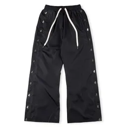 High Street Sweatpants Pants Men Side Button Joggers Drawstring Street Wear Superior Hip Hop Pant Trousers