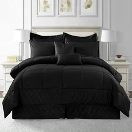 10 parçalı siyah yorgan seti, çanta boyutunda luruxy yumuşak yatak