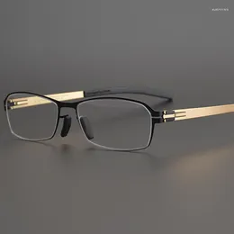 Okulary przeciwsłoneczne ramy stali nierdzewnej śrubowe kwadratowe okulary optyczne ramy mężczyźni Ultralight super cienkie szklanki na receptę dla kobiet