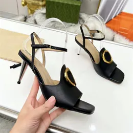 Designer women's high heel sandals Summer Fashion leather slippers Sexy Party shoes Designer shoes High Quality High Heels Hotel Fashion heels 7cm with box 35-44