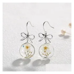 Stud Fashion Jewelry Real Flowers 100% Authentic 925 Sterling Bohemian Earrings for Women Drop Delivery Dhgarden DHY8D