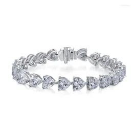 Link Bracelets 2023 S925 Fashion Personality Sterling Silver Bracelet Full Diamond Heart And Elegant Ins Mingyuan Style