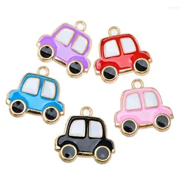 Charms 10pcs Cute Car Enamel Taxi Transportation Pendants DIY Jewelry Making For Bracelet Necklace Earrings Keychain Party Gifts