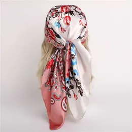 Schals Seide Quadrat Schal Frauen Kopftuch Hijab Sommer Luxus Marke Weibliche Strand Stolen Echarpe Satin Stirnband Schal Wraps Bandana 230831