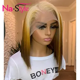 HD Lace Frontal Wig Straight Bob Ombre Blonde 613 Lace Frontal Bob Wig Lace Bront Human Hair Rigs Short Human Hair 299t