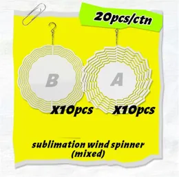 US Warehouse Sublimation Wind Spinner Sublimat Metal Painting 10inch Blank Metal Ornament Double Sides Sublimated Blanks DIY Home Decoration